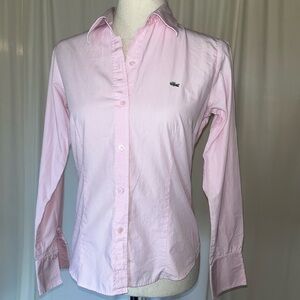 Lacoste Tailored Button Down Women's Shirt in Fine Pink Pinstripe EU 38/US 4/6